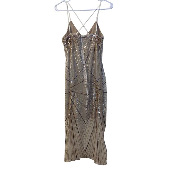 BCBGeneration Nude Sequin Midi Party Dress Size 4 NWOT Birthday - Picture 4 of 8